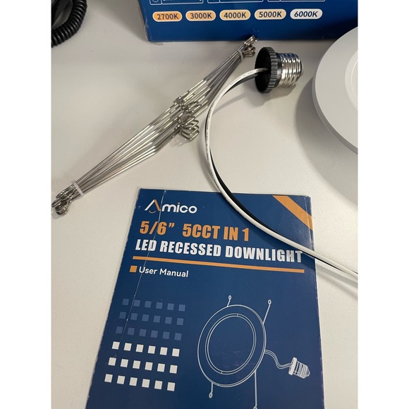 Amico 5/6 Inch 5CCT LED Recessed Lighting Dimmable 2700K-6000K 1050LM (12 Pack) - Picture 3 of 10